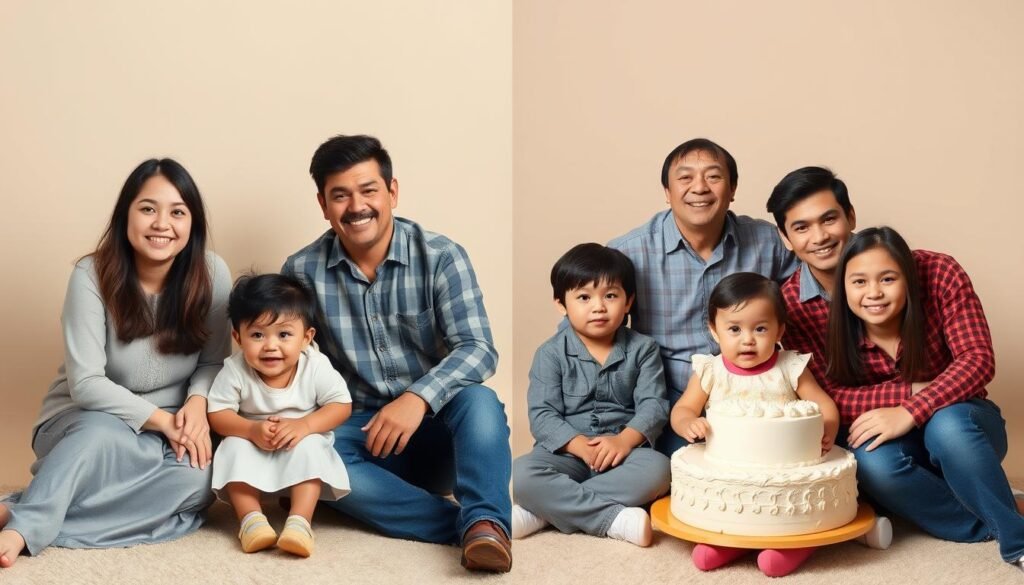 Then and Now 18th birthday photoshoot with family