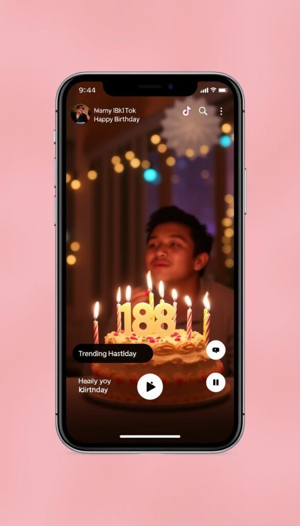 TikTok video frame showing an 18th birthday celebration