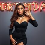 Young woman in a stylish baddie birthday outfit featuring a bodycon dress and statement accessories