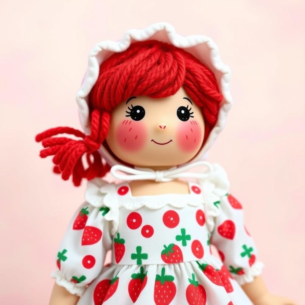 1980s classic Strawberry Shortcake character design with yarn-like red hair 1980s classic Strawberry Shortcake character design with yarn-like red hair