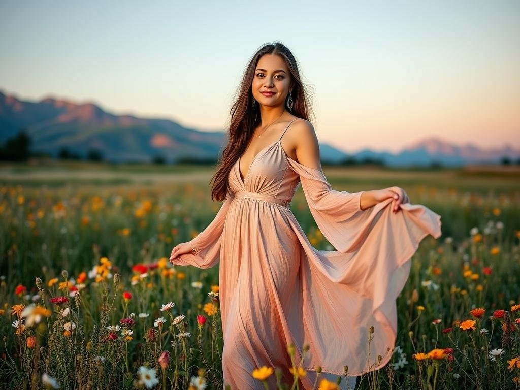 19th birthday photoshoot in a flower field with natural lighting