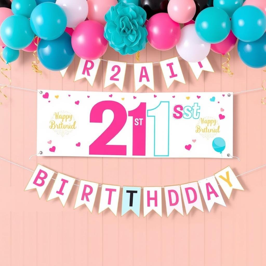 21st birthday banner from complete decoration set