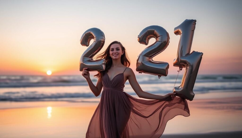 21st birthday photoshoot at sunset on a beach