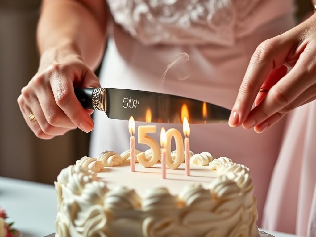 50th birthday cake cutting ceremony with decorative knife and server set 50th birthday cake cutting ceremony with decorative knife and server set
