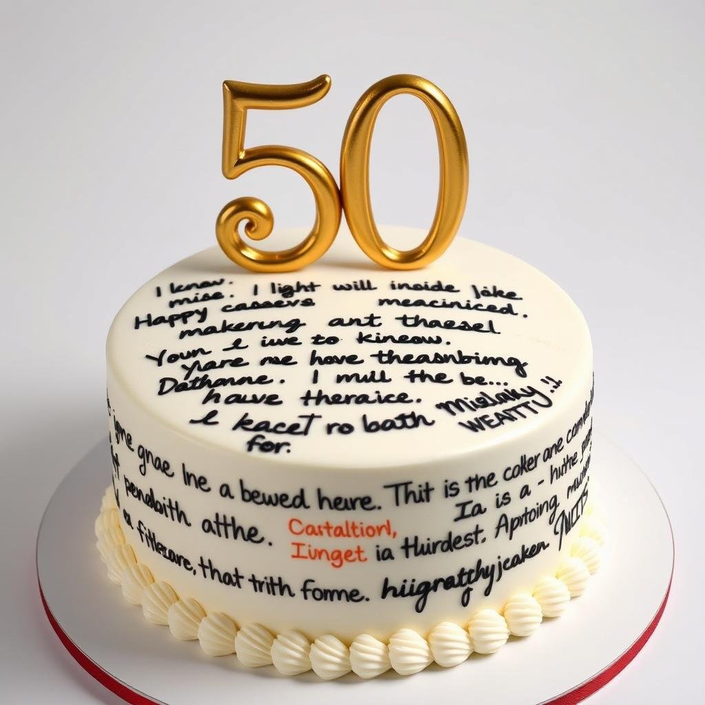 50th birthday cake for men with custom message and quotes