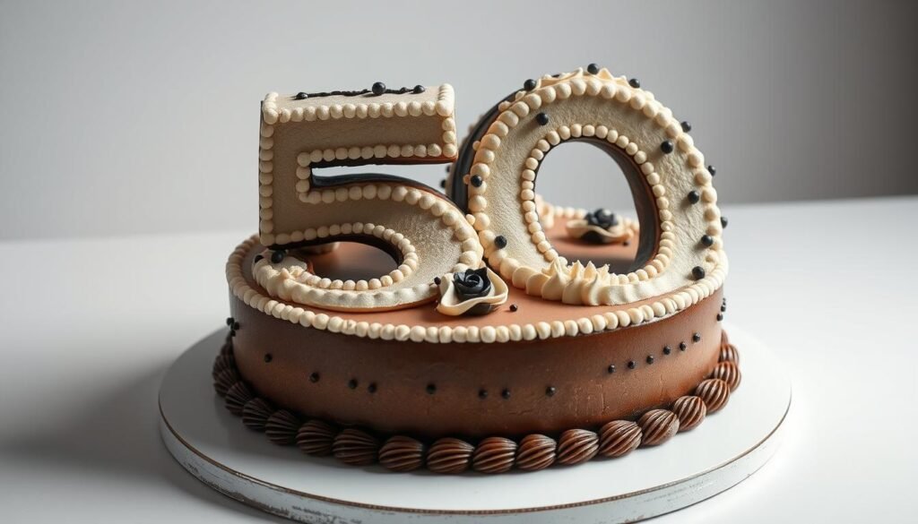 50th birthday cake for men with number 50 as the cake structure