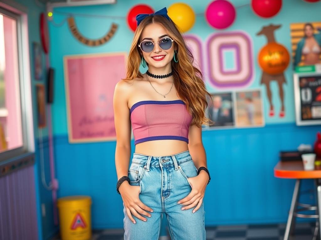 90s throwback outfit for themed 20th birthday party