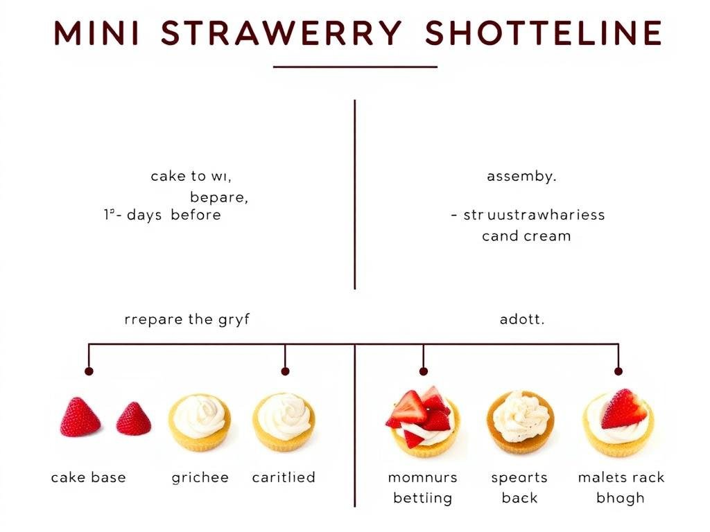 A make-ahead timeline showing preparation stages for mini strawberry shortcakes A make-ahead timeline showing preparation stages for mini strawberry shortcakes