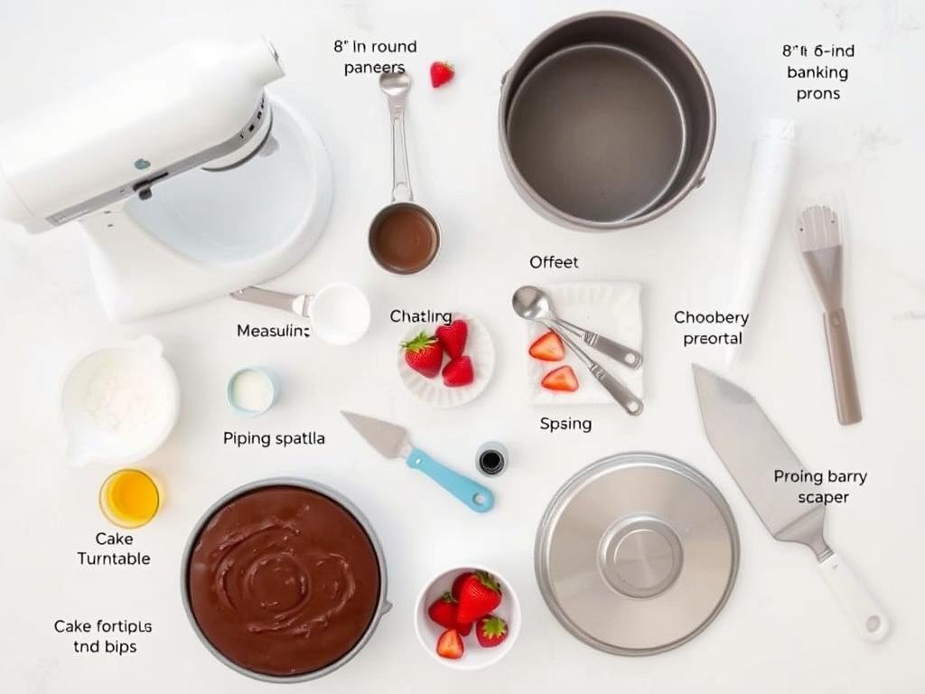 Baking tools needed for chocolate strawberry cake