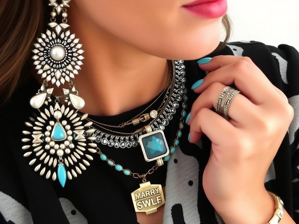 Birthday outfit with statement jewelry pieces