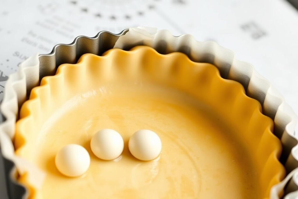 Blind baking a tart shell with pie weights