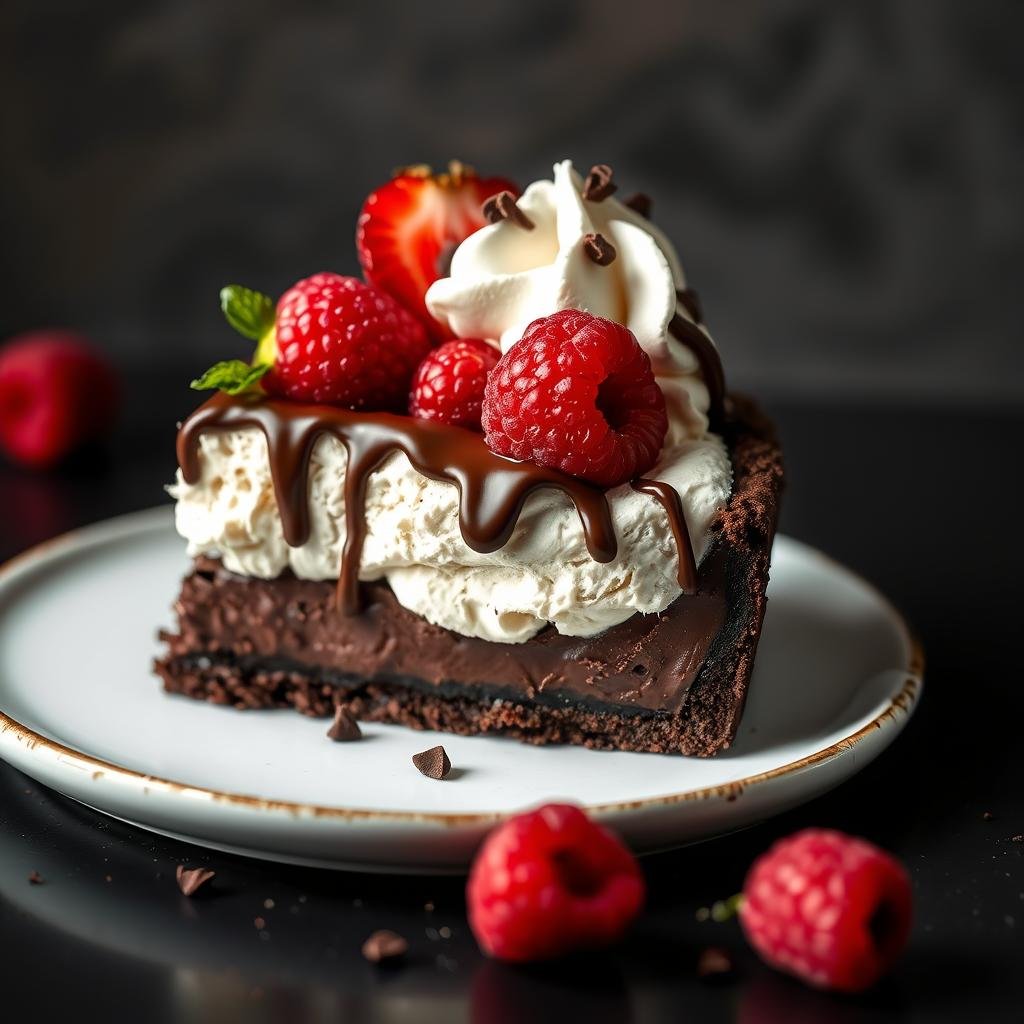 Chocolate version of raspberry tart strawberry shortcake