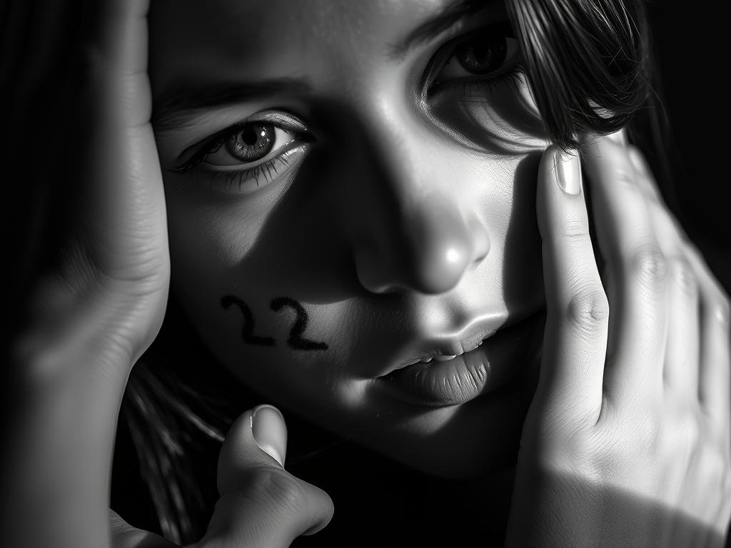 Close-up portrait with '23' written on hand for birthday photoshoot