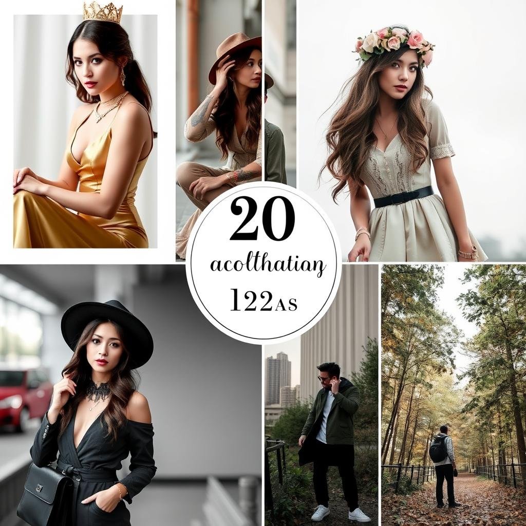 Collage of different 20th birthday photoshoot theme ideas Collage of different 20th birthday photoshoot theme ideas