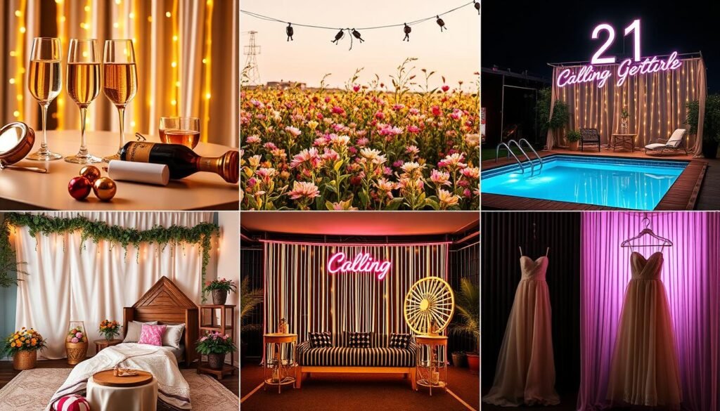 Collage of different 21st birthday photoshoot themes