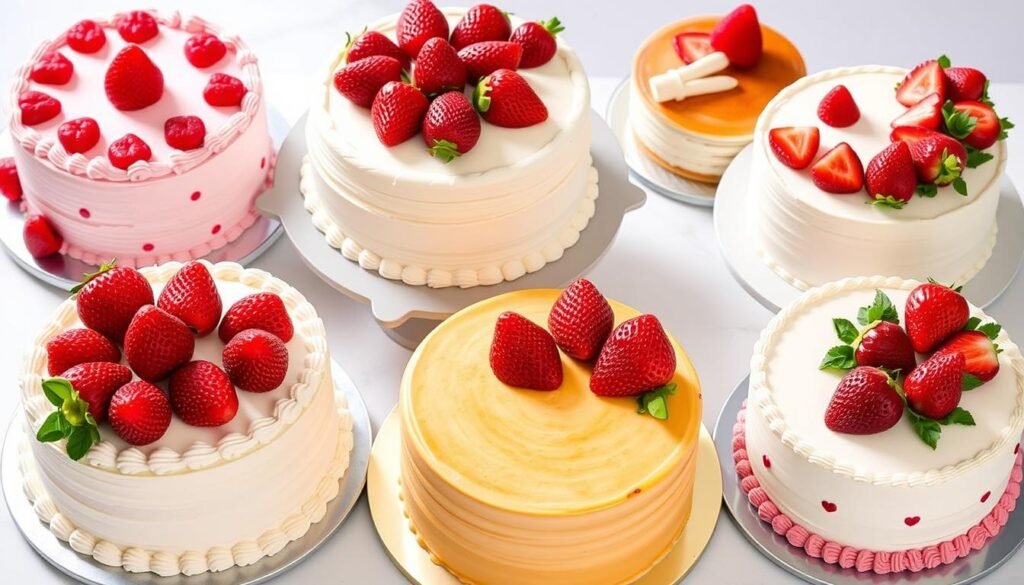 Collection of beautiful strawberry cake designs showcasing various techniques discussed in the article