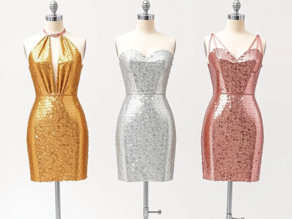 Collection of sequin mini dresses in gold, silver and rose gold for 21st birthday celebrations Collection of sequin mini dresses in gold, silver and rose gold for 21st birthday celebrations
