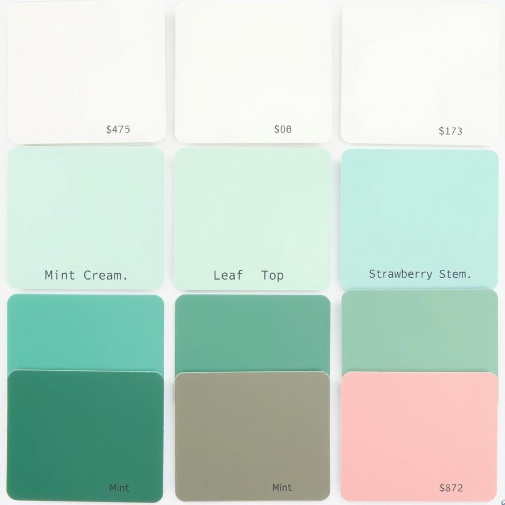 Color swatches of mint and leaf greens used in strawberry shortcake aesthetic