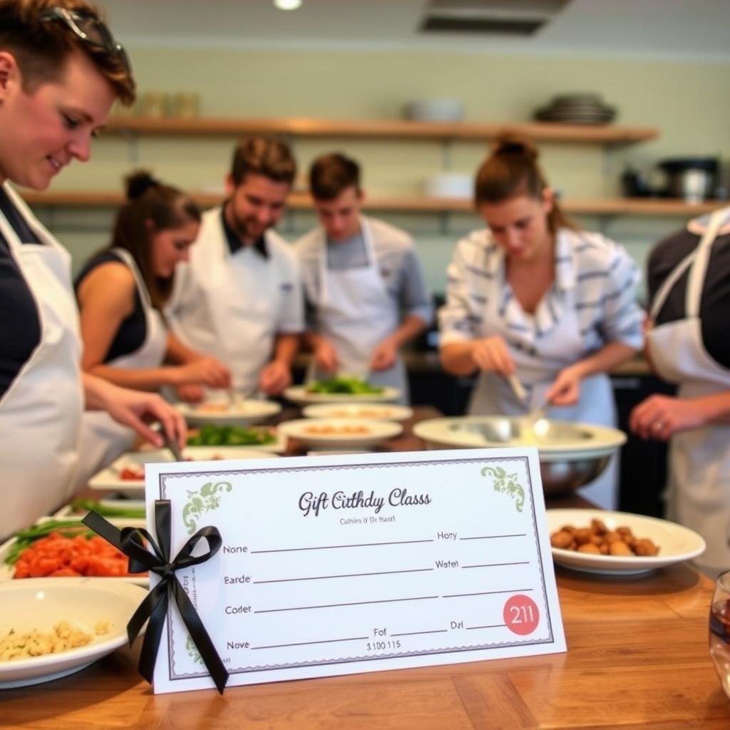 Cooking class or workshop gift card for 21st birthday