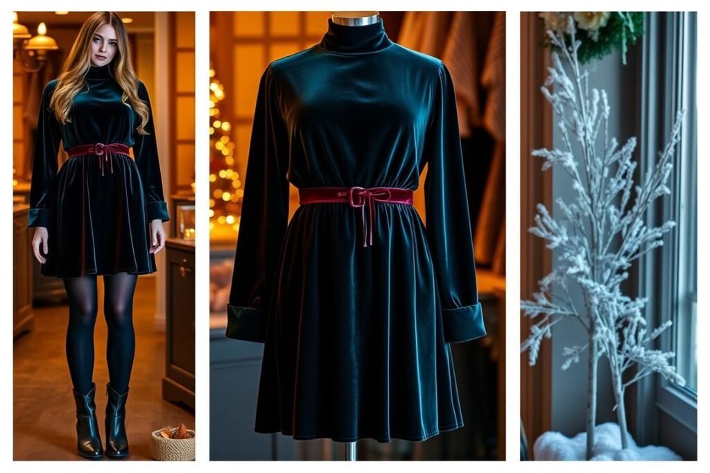 Cozy yet glamorous winter 16th birthday outfit with velvet dress
