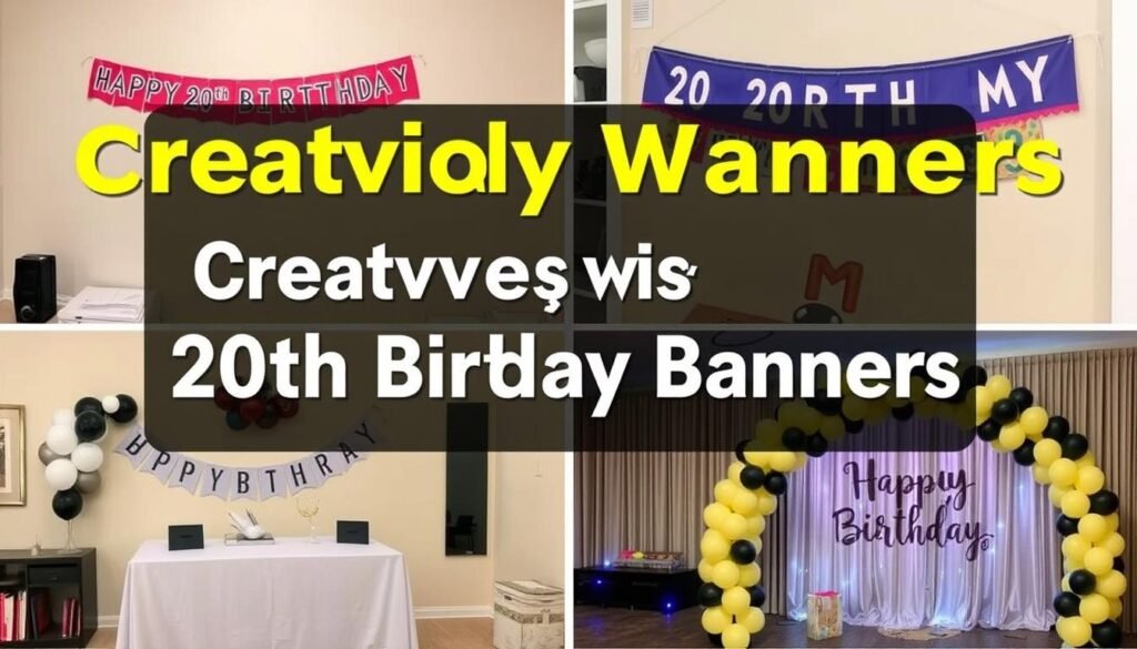 Creative 20th birthday banner placement ideas showing different display options Creative 20th birthday banner placement ideas showing different display options