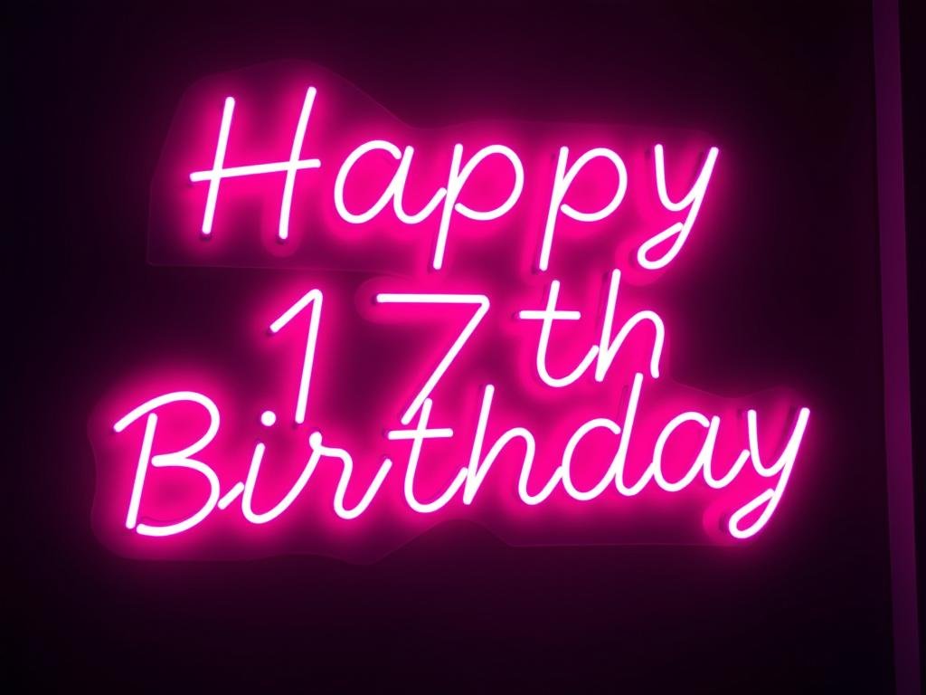 Custom LED neon sign for 17th birthday party decoration