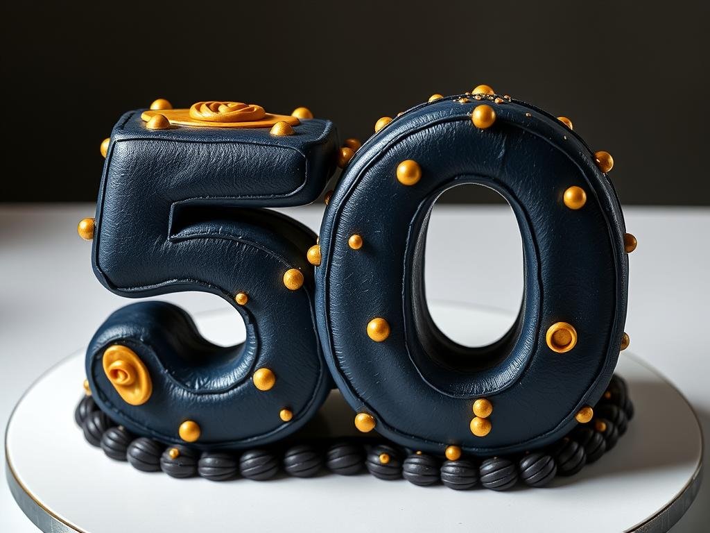 Custom number 50 cake for men shaped like the digits