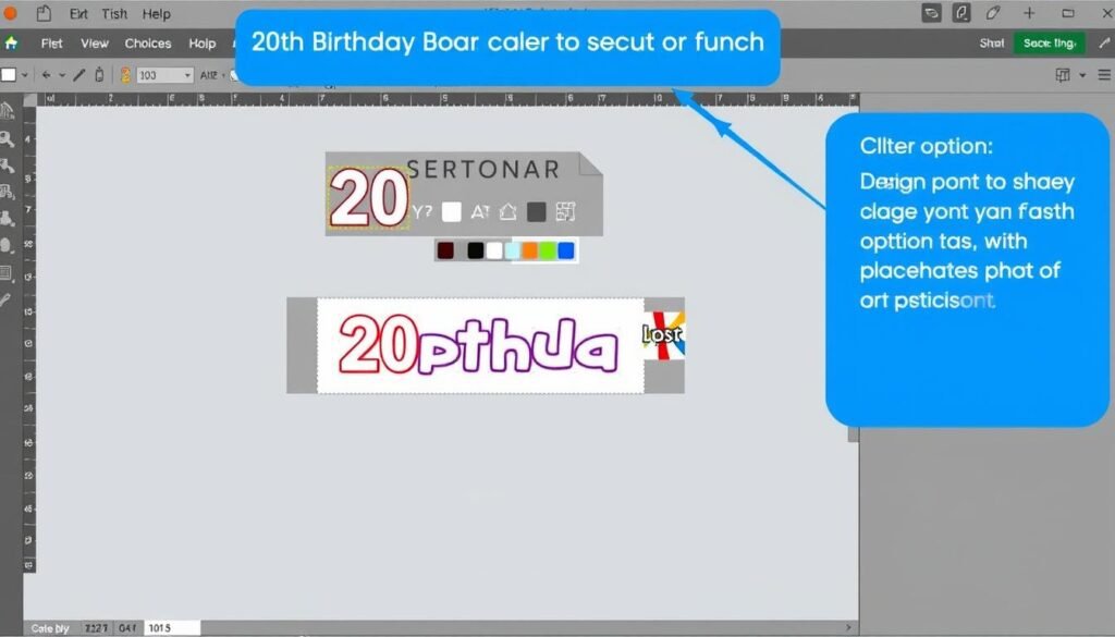 Customization process for a personalized 20th birthday banner showing design options Customization process for a personalized 20th birthday banner showing design options