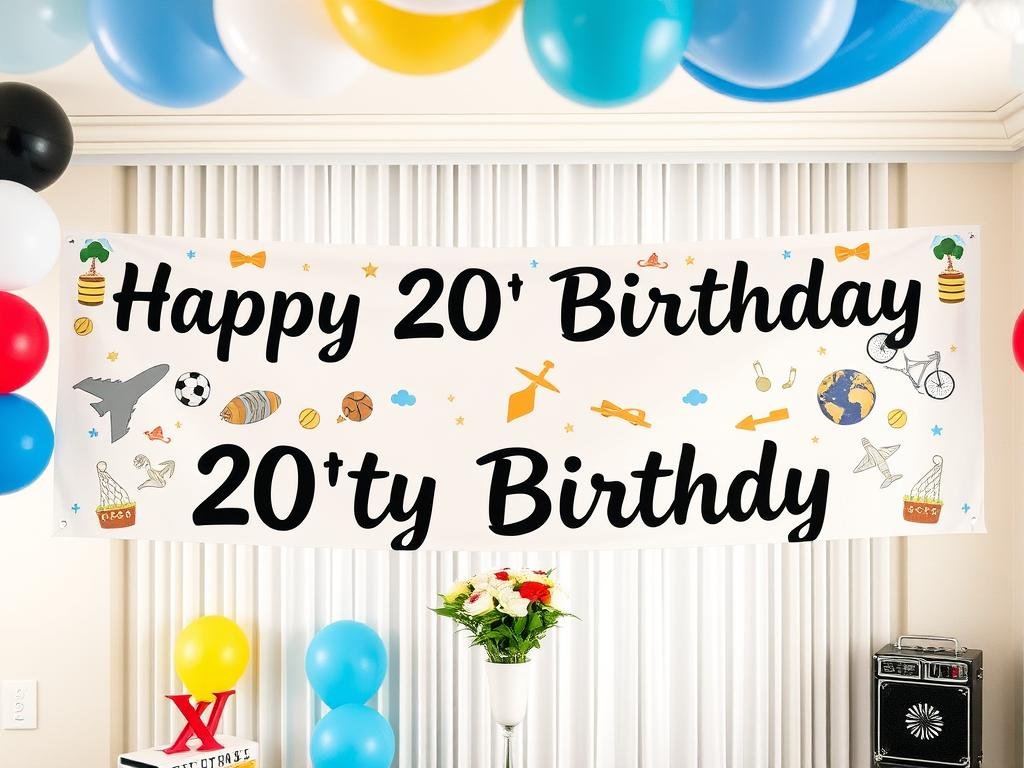 Customized theme 20th birthday banner matching party decorations Customized theme 20th birthday banner matching party decorations