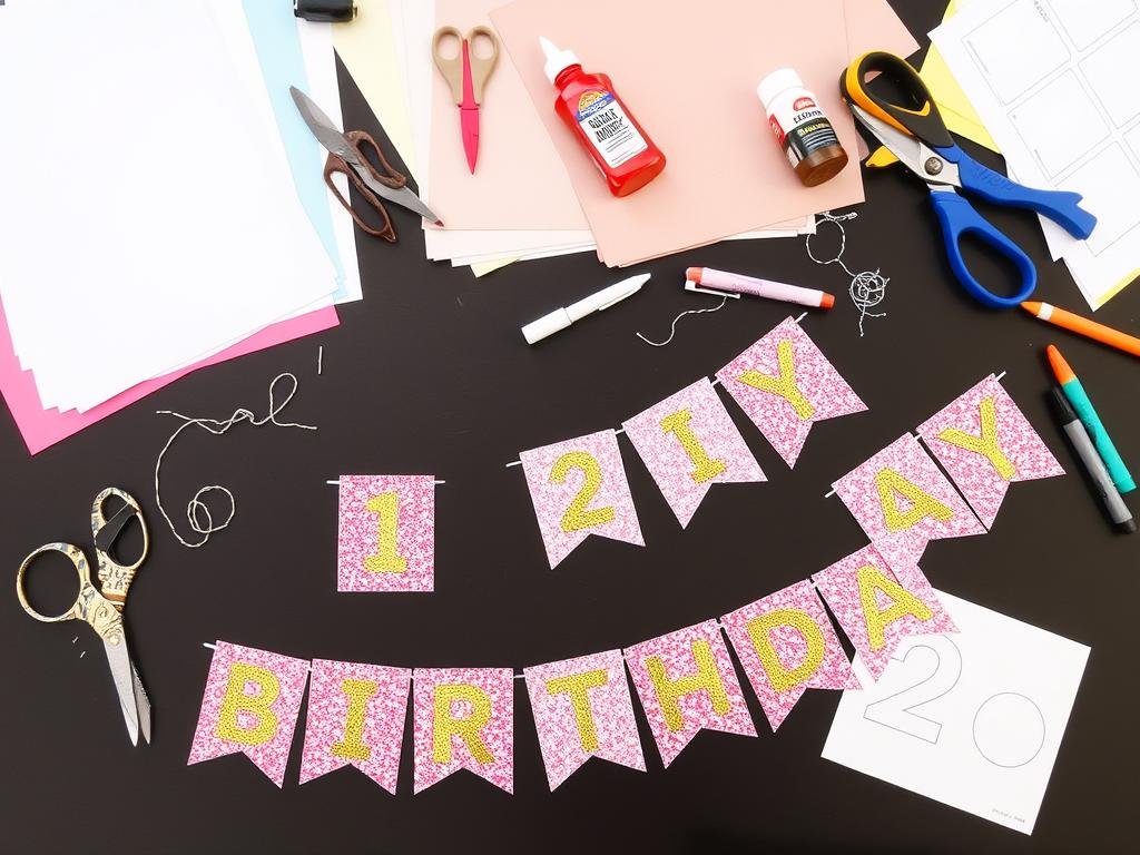DIY 20th birthday banner crafting materials and process DIY 20th birthday banner crafting materials and process