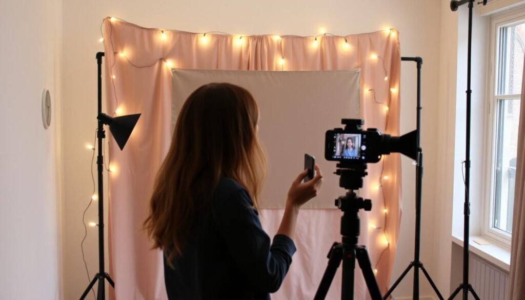 DIY backdrop setup for 25th birthday photoshoot