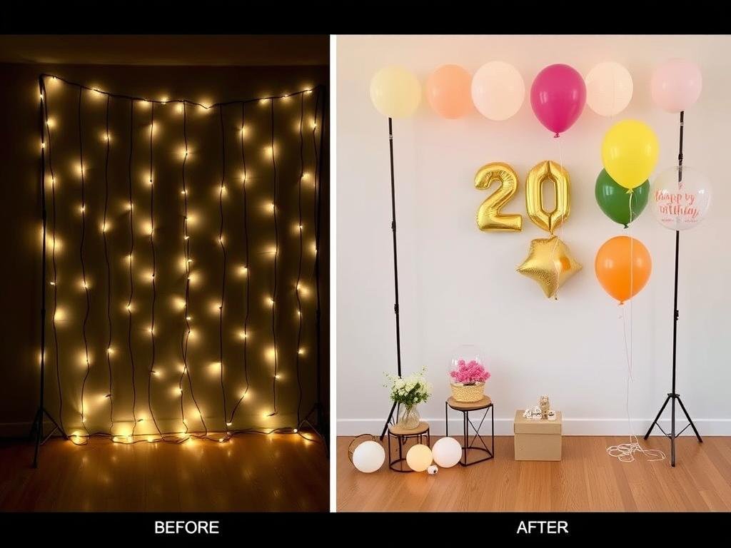 DIY backdrop setup for a home 20th birthday photoshoot DIY backdrop setup for a home 20th birthday photoshoot