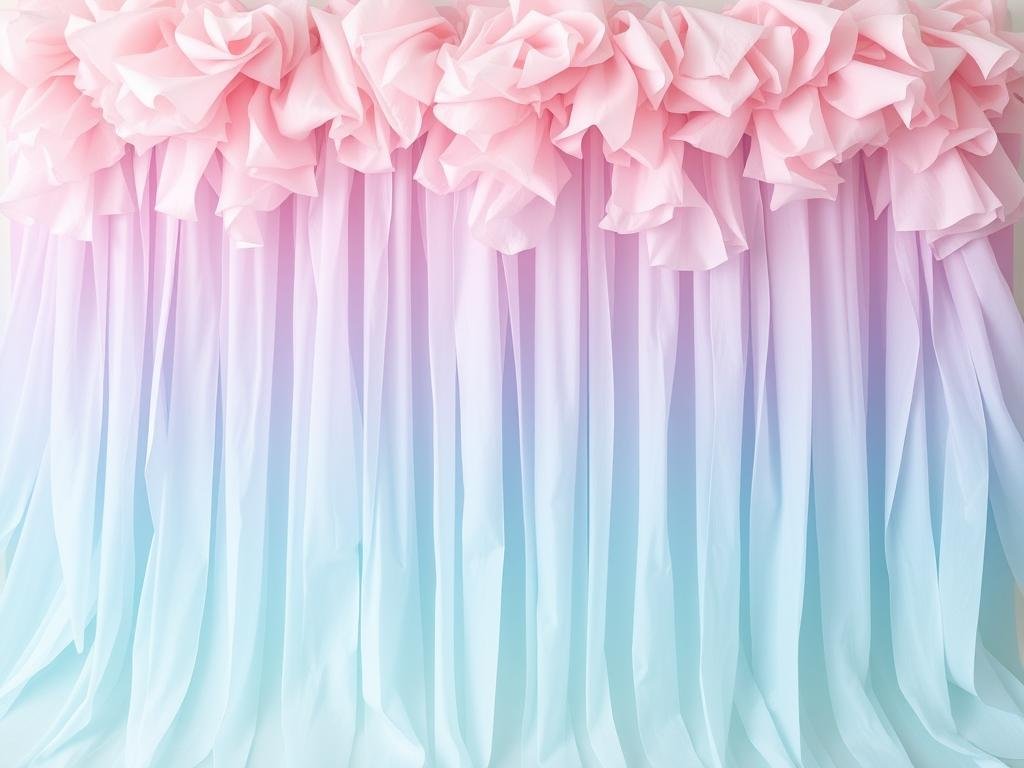 DIY ombré tissue paper backdrop in soft gradient colors