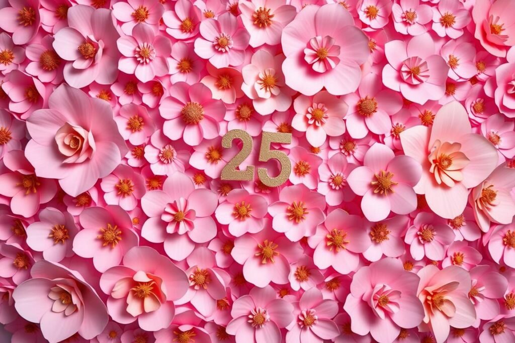 DIY paper flower backdrop for 25th birthday photoshoot