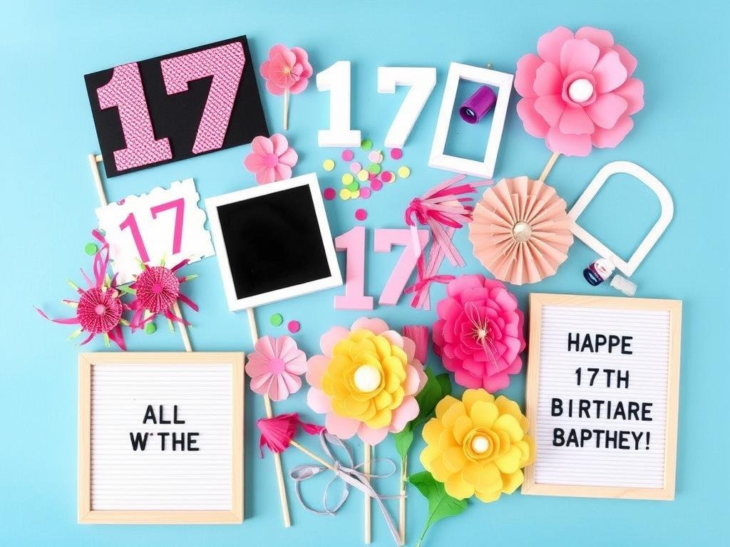 DIY props for 17th birthday photoshoot including handmade signs and decorations DIY props for 17th birthday photoshoot including handmade signs and decorations