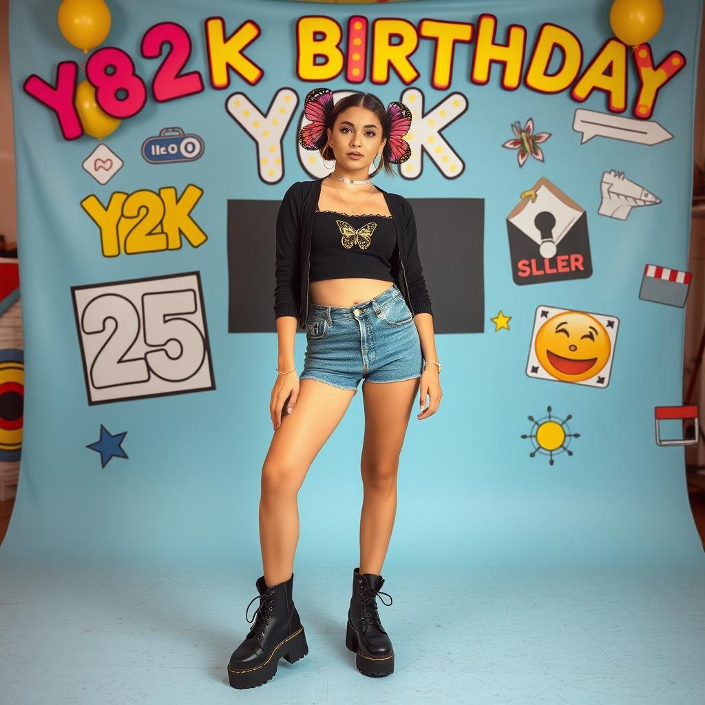 Decade-specific 25th birthday photoshoot with Y2K theme Decade-specific 25th birthday photoshoot with Y2K theme