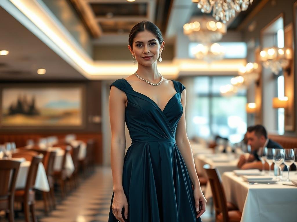 Elegant dinner outfit for 16th birthday with sophisticated dress and minimal accessories