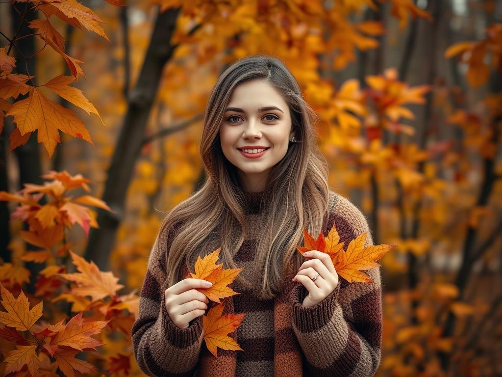 Fall-themed 20th birthday photoshoot with autumn leaves Fall-themed 20th birthday photoshoot with autumn leaves