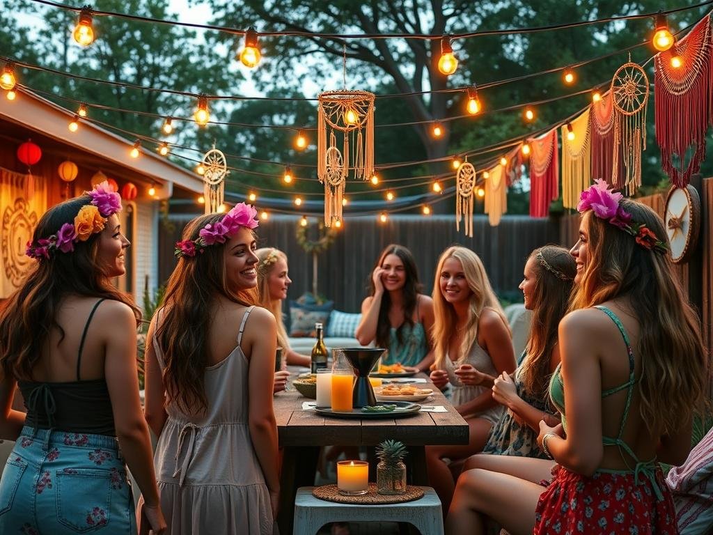 Festival-themed 17th birthday party with boho decorations