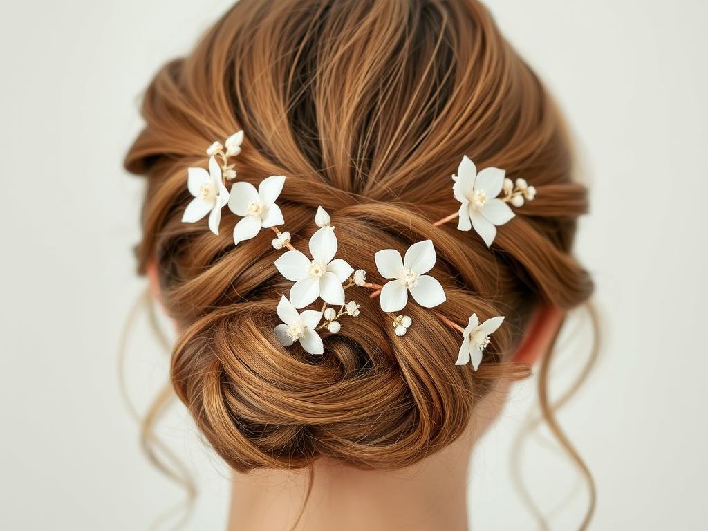 Floral hair pins for sweet 16 hairstyle