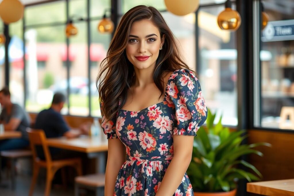 Floral midi dress styled for a casual 21st birthday celebration Floral midi dress styled for a casual 21st birthday celebration