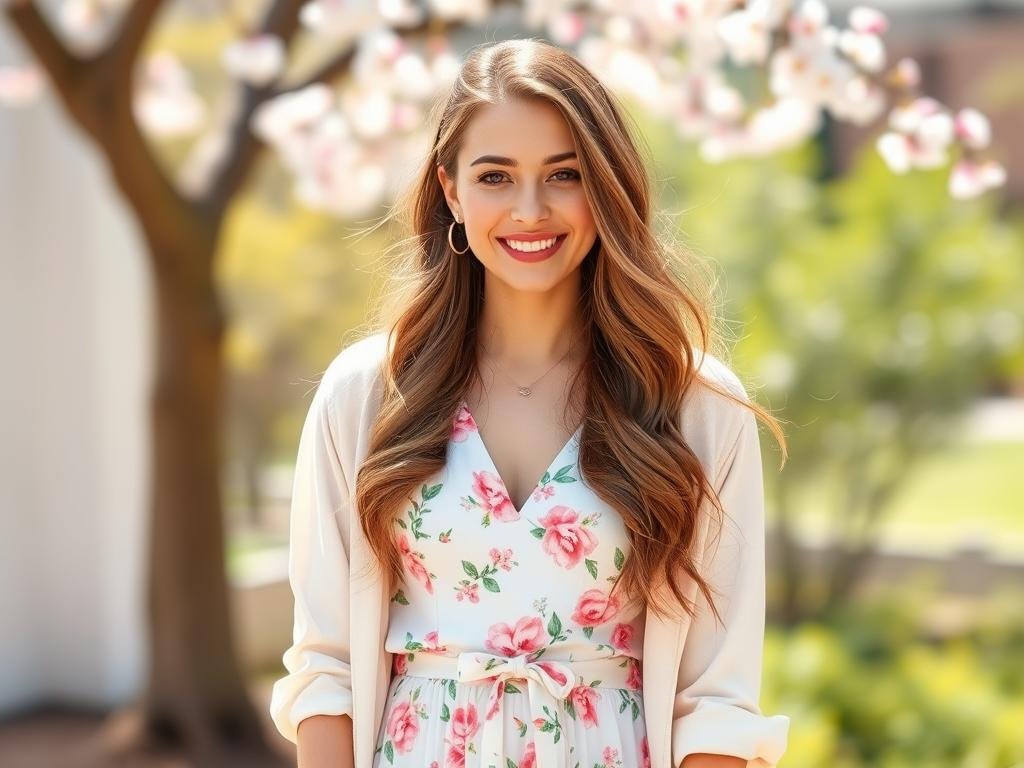 Floral spring outfit for 20th birthday celebration