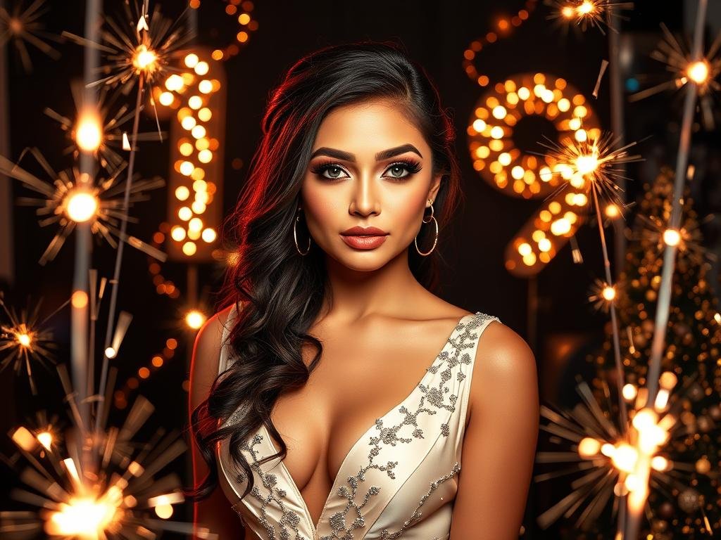 Glamorous 19th birthday photoshoot with sparklers and glitter