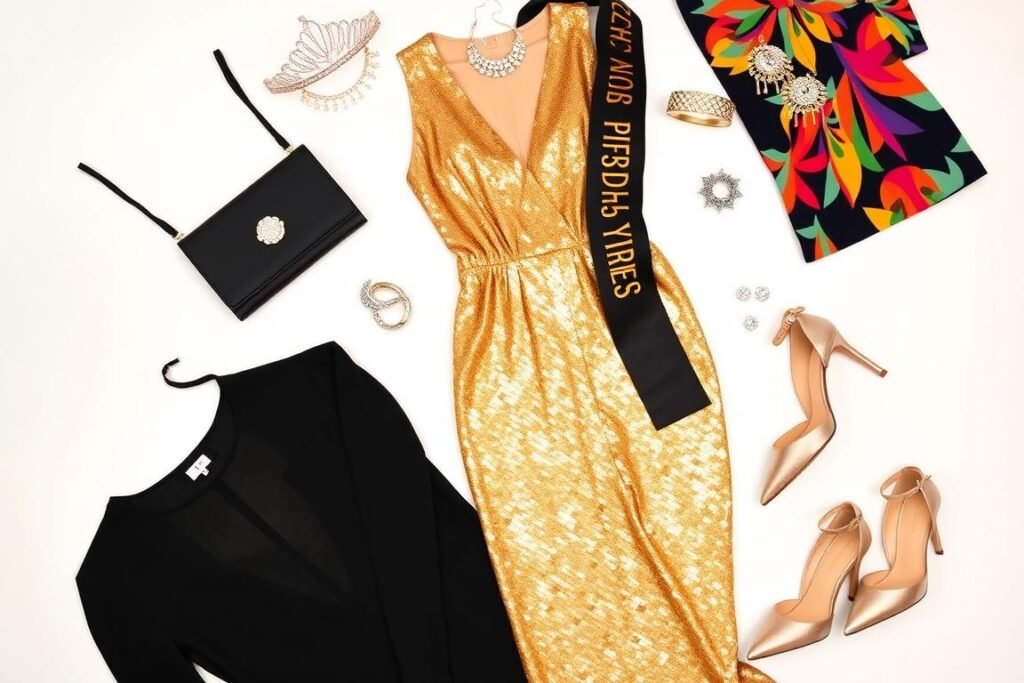 Glamorous 30th birthday outfit ideas featuring sequin dresses, jumpsuits, and accessories for the perfect 30th birthday aesthetic look