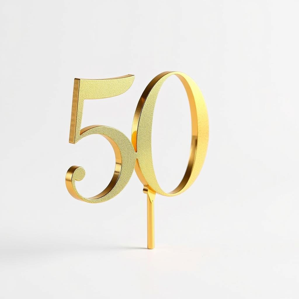 Gold metallic number 50 cake topper