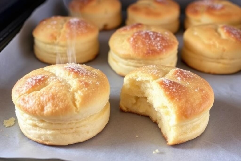 Golden brown shortcake biscuits fresh from the oven