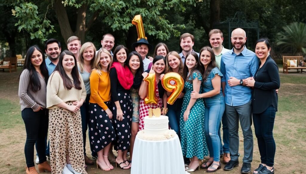 Group photo for 19th birthday photoshoot with friends and family