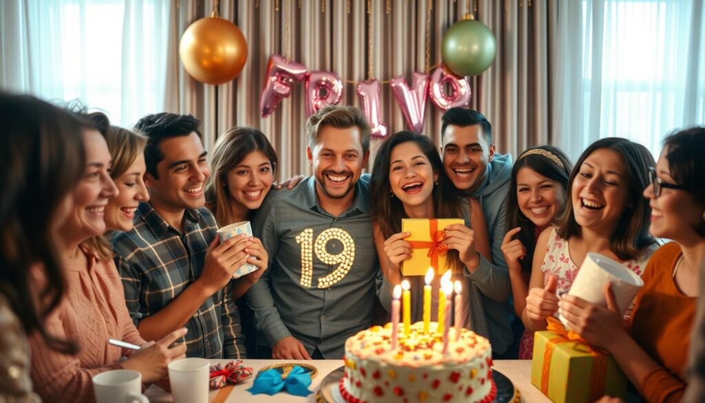 Happy 19th birthday celebration with friends and family