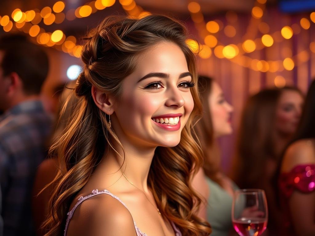 Happy teen with beautiful sweet 16 hairstyle