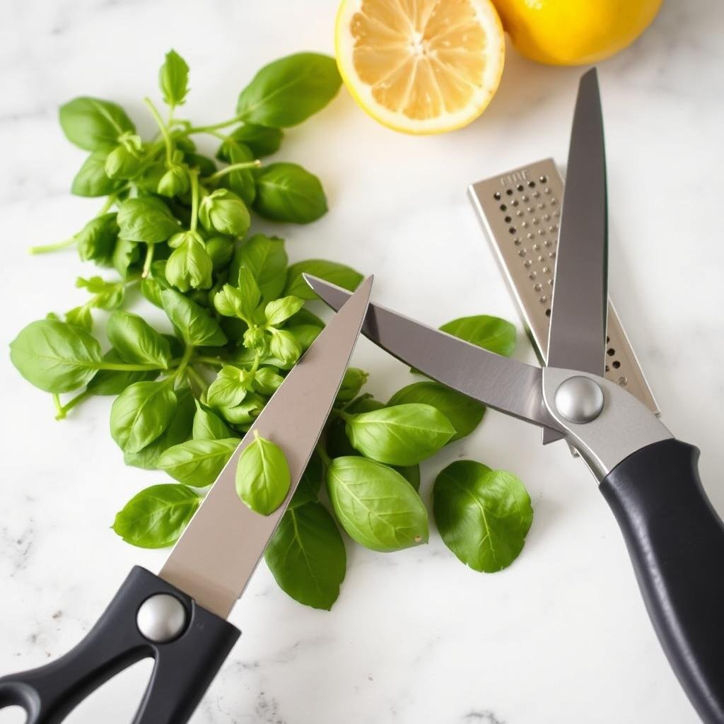 Herb scissors and microplane zester for adding fresh flavors